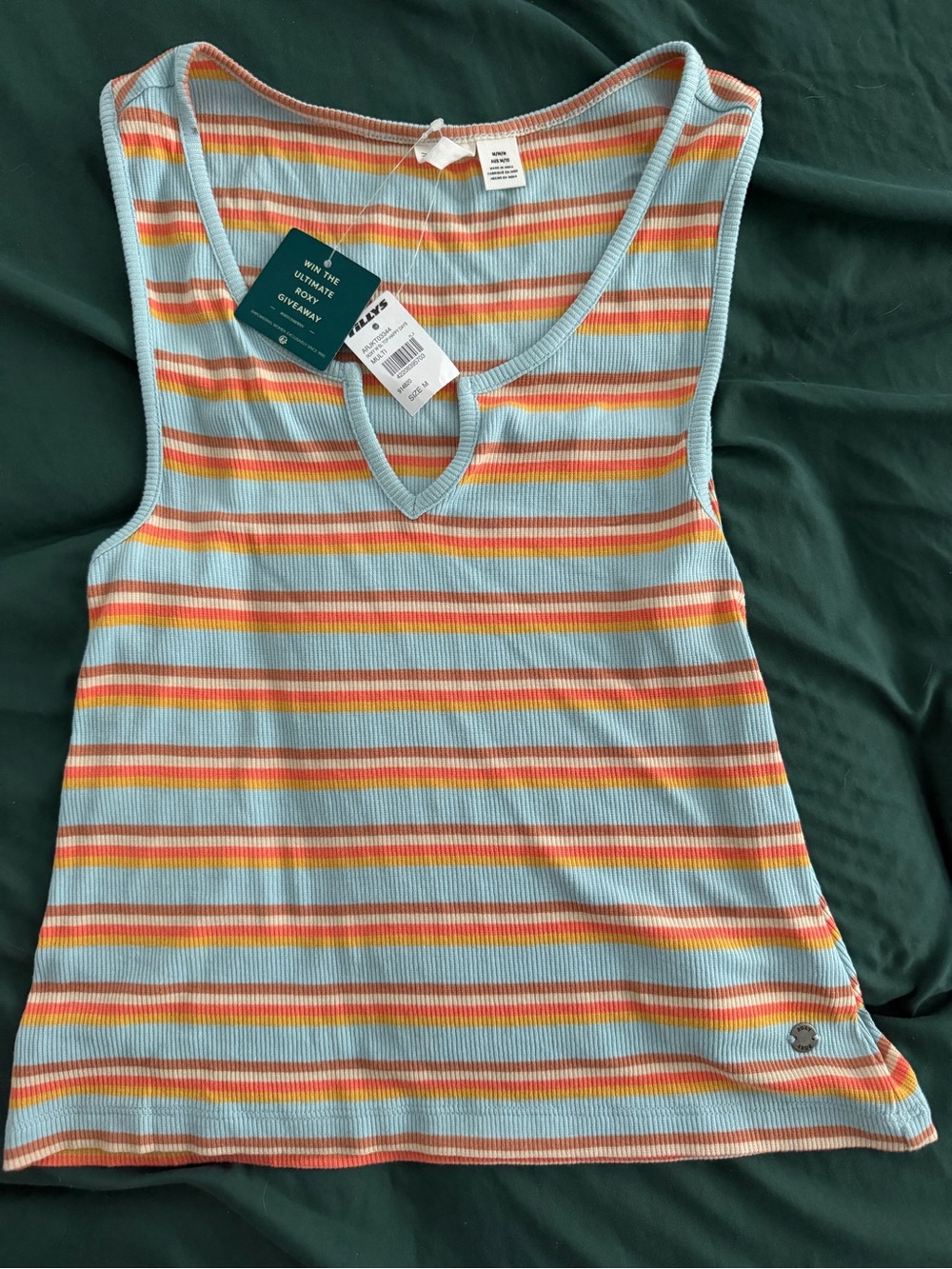 Roxy Striped Keyhole Ribbed Tank Top - Multicolor (Women)